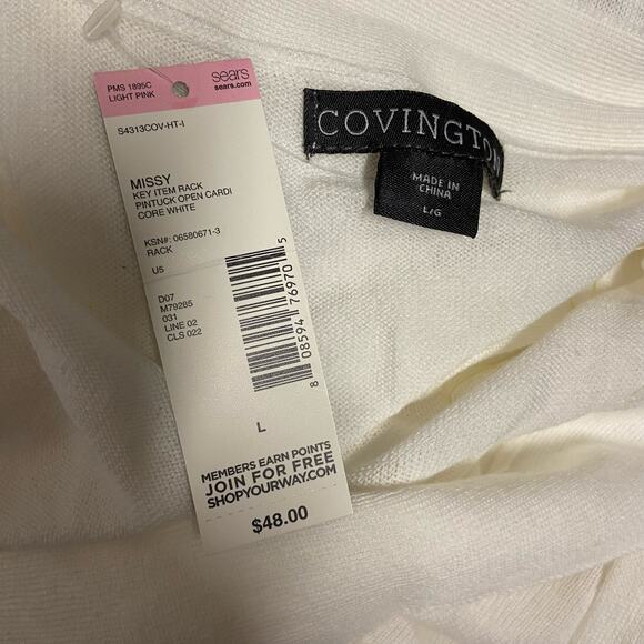 Covington Cardigan White Cascade Front Size L New with Tags NWT - Picture 5 of 8